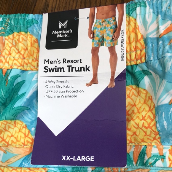 New Men’s resort swim trunk. Size XXL. Tropical plants and pineapples. - Picture 4 of 12